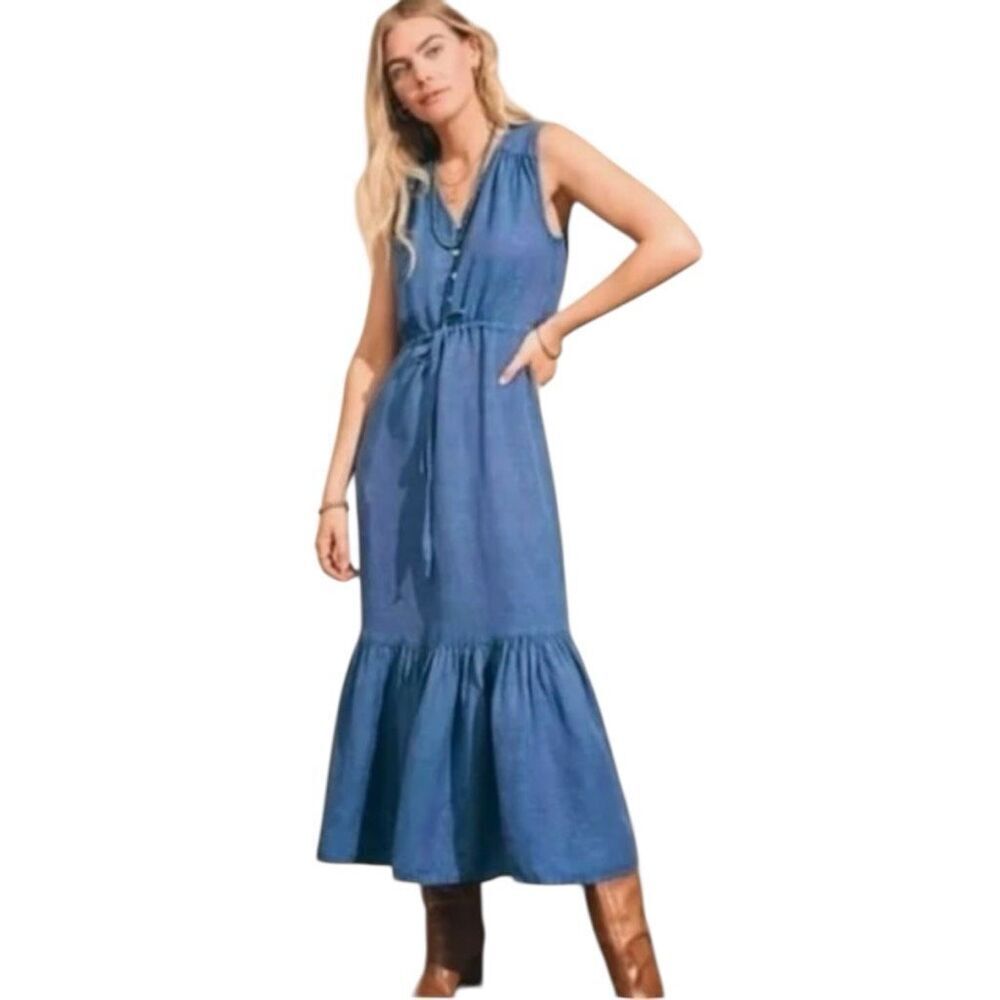 Faherty Ojai Viscose and Linen Dress Size M